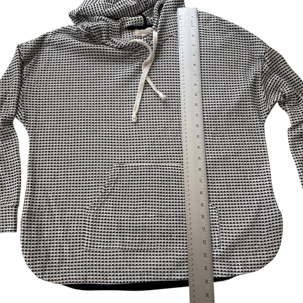Textured Waffle Knit Hoodie Black White Minimalist Scandi Pullover Women's Small - Picture 11 of 12